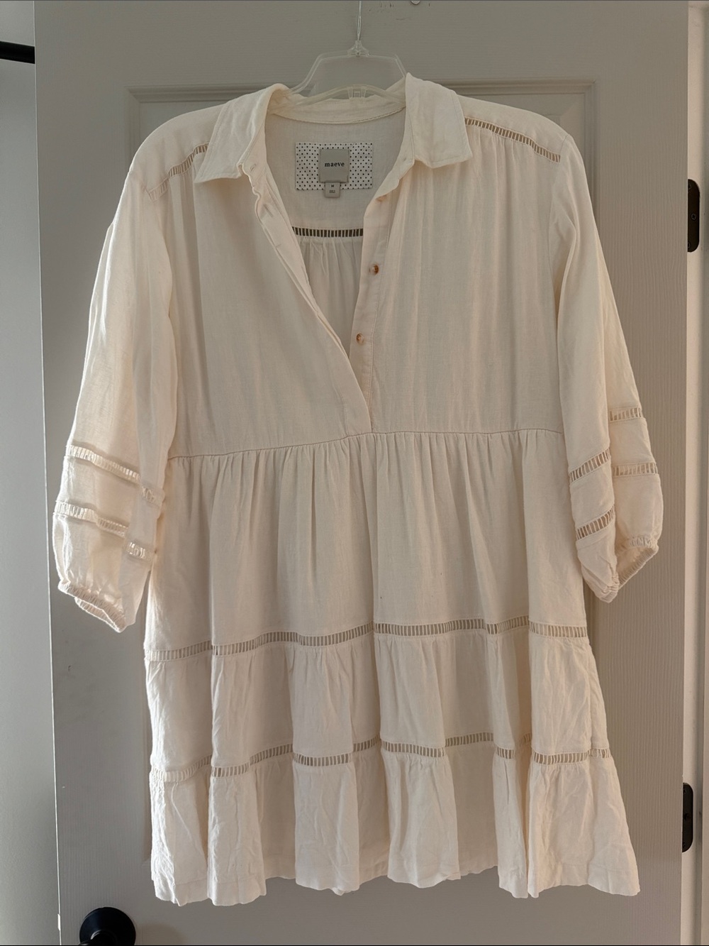 Anthropologie Cream White Peasant Tunic Dress